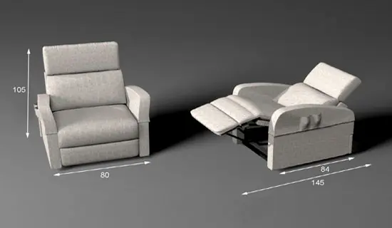 Sillón con asiento relax motorizado medidas