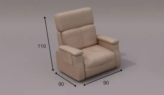 Sillón con asientos relax motorizados o elevables para mayores. Medidas
