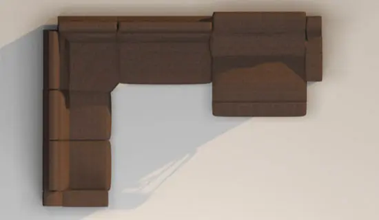 Sofa rinconera con cabezal abatible y pata baja