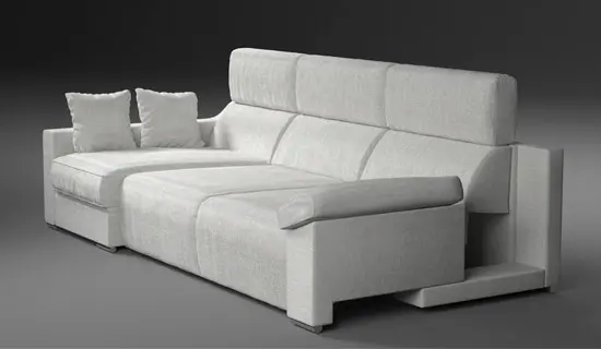 sofa con tumbona y asientos deslizantes