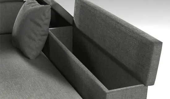 Detalle brazo arcón almacenamiento en tumbona