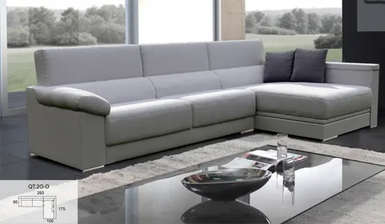 Sofa tumbona con cabezal abatible y pata baja