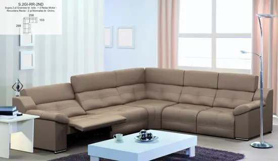 Sofá rinconera con asiento relax motorizado