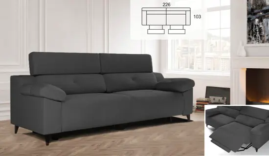 Sofá de 2 plazas con pata alta