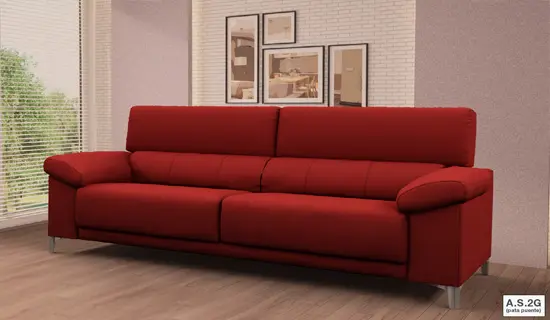 Sofá de 2 plazas con cabezal abatible y patas altas