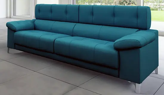 Sofá de 2 plazas con cabezal abatible y patas altas